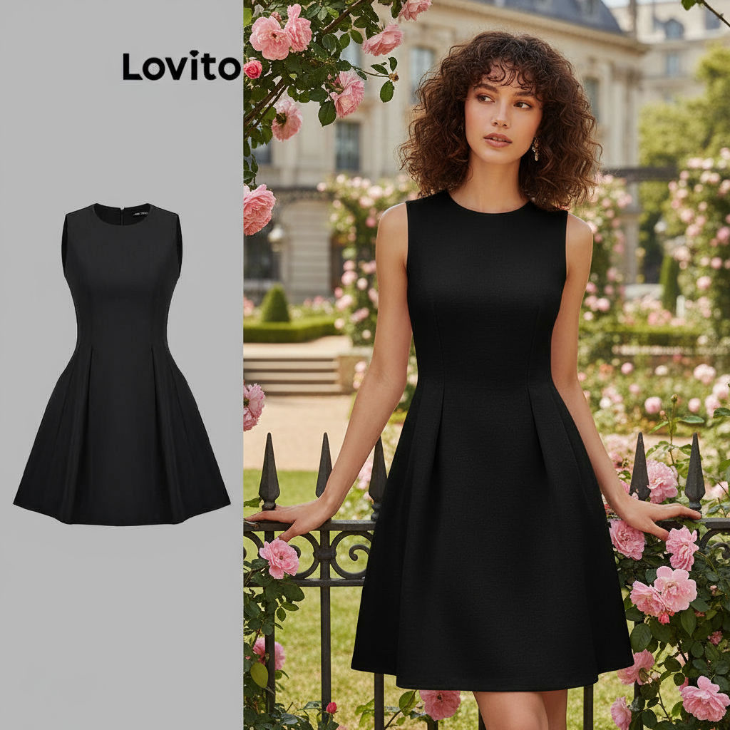 Lovito Vestido Casual Com Estrutura Lisa E Drapeado Para Mulheres L109MD178\2 em Oferta na Shopee