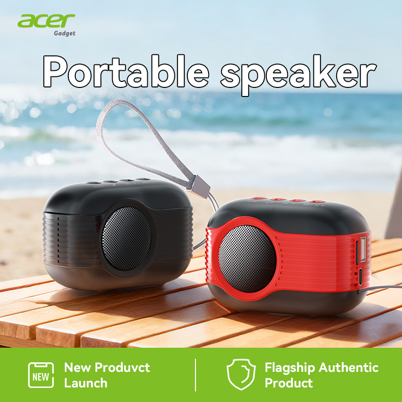 Caixa de Som Bluetooth Acer OSK268 Mini com Relógio e Alarme, Graves 5W, Luz RGB, Rádio FM, Para Ambiente Externo