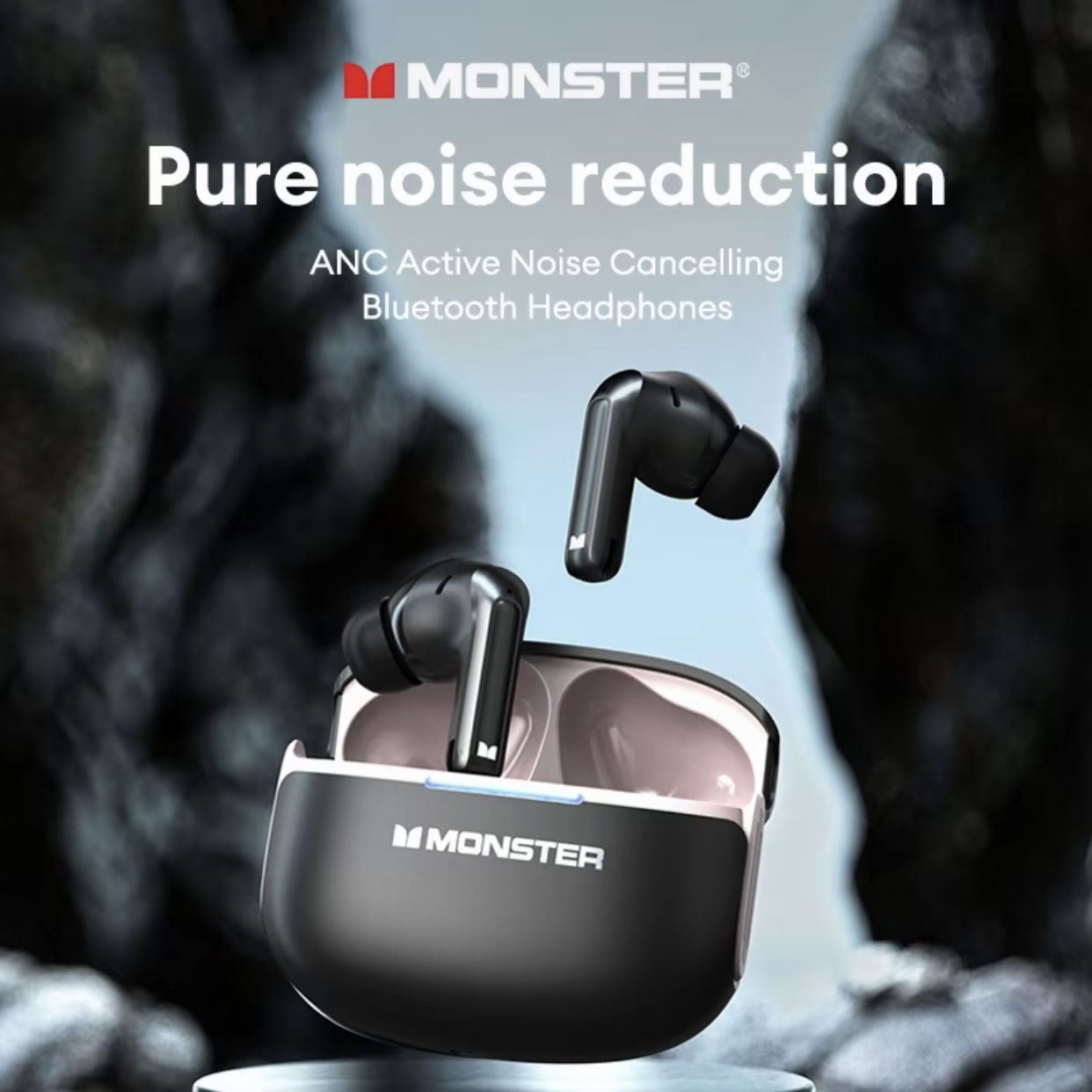 Fones de ouvido Monster D02 Aura sem fio TWS, design ergonômico, cancelamento de ruído ANC, estéreo HiFi, fones de