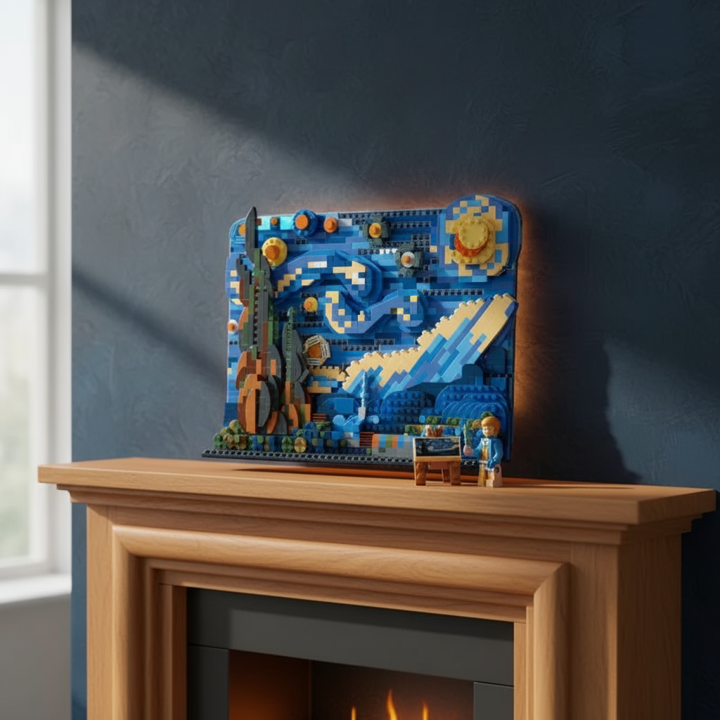  Pintura 3D Bloco Céu Estrelado Van Gogh Kanagawa Girassol Quebra-cabeça Presente de Mesa Montado Decoração