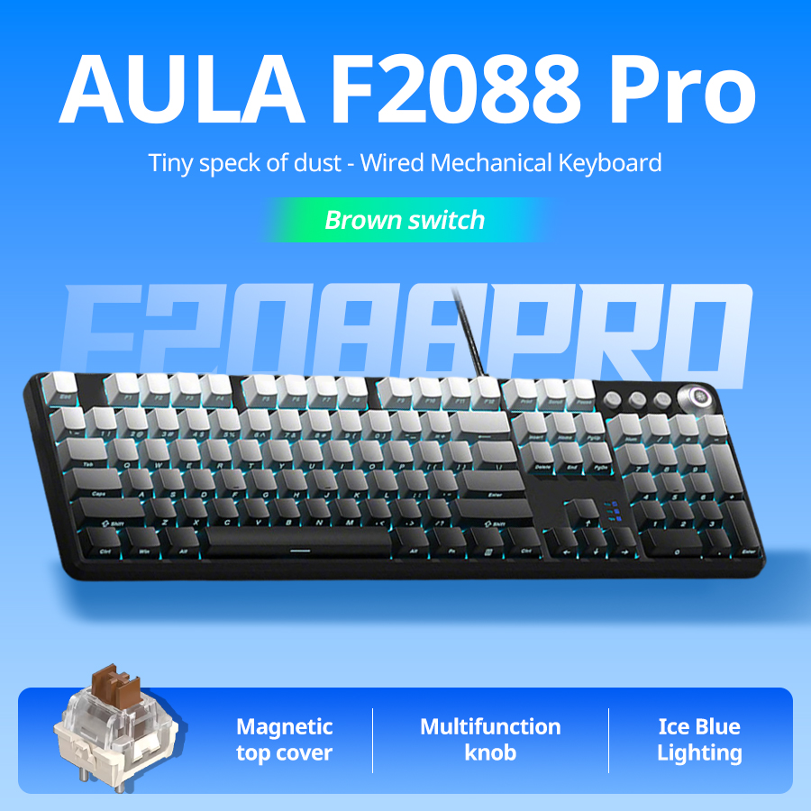Teclado Mecânico AULA F2088pro 108 Teclas – Impressão Lateral Gradiente, Switches Marrons, para