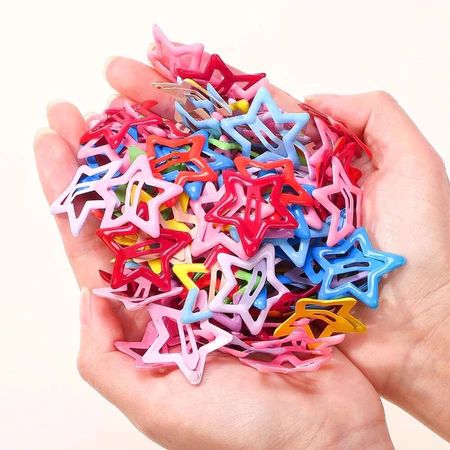  15PCS Grampos de Cabelo Estrela Coloridos e Bonitos Para Meninas, Moda, Presilhas Laterais, Acessórios de Cabelo