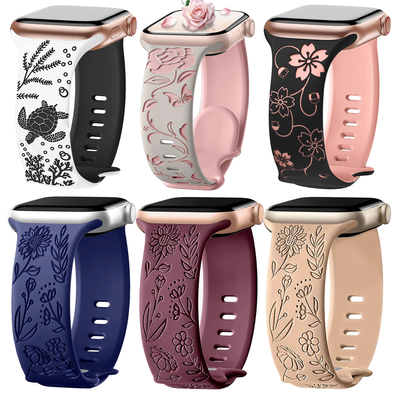 Pulseira Esportiva De Silicone , 6 Peças , Para Apple Watch Série 11 10 9 8 7 6 