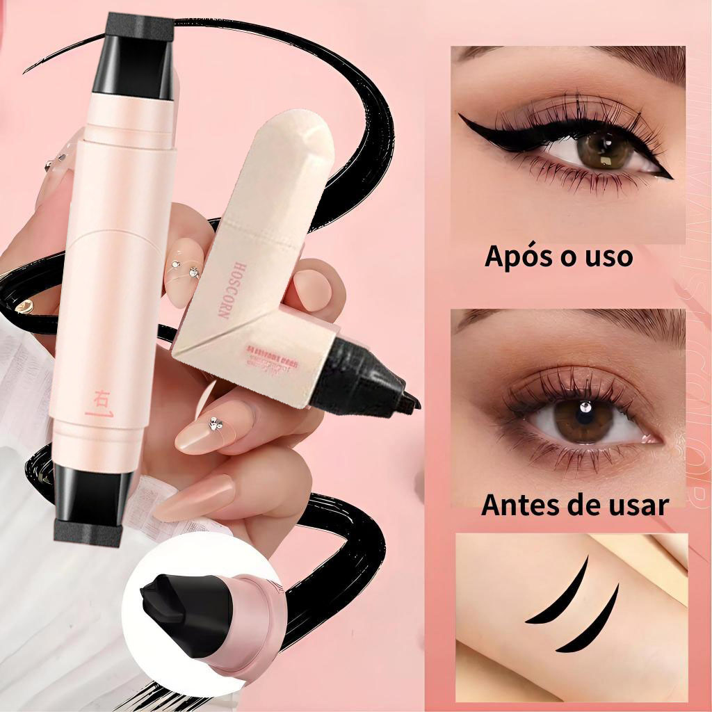 Delineador à Prova d'Água Carimbo e Molde de Asa, Resistente a Borrões, Maquiagem para os Olhos Líquida Preto/Marrom