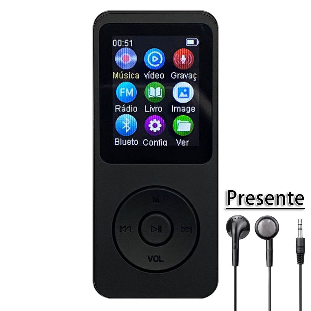 Bluetooth 5.0 MP3 Player Com Alto-Falante HiFi Rádio FM Gravador De Voz Leitor De E-book
