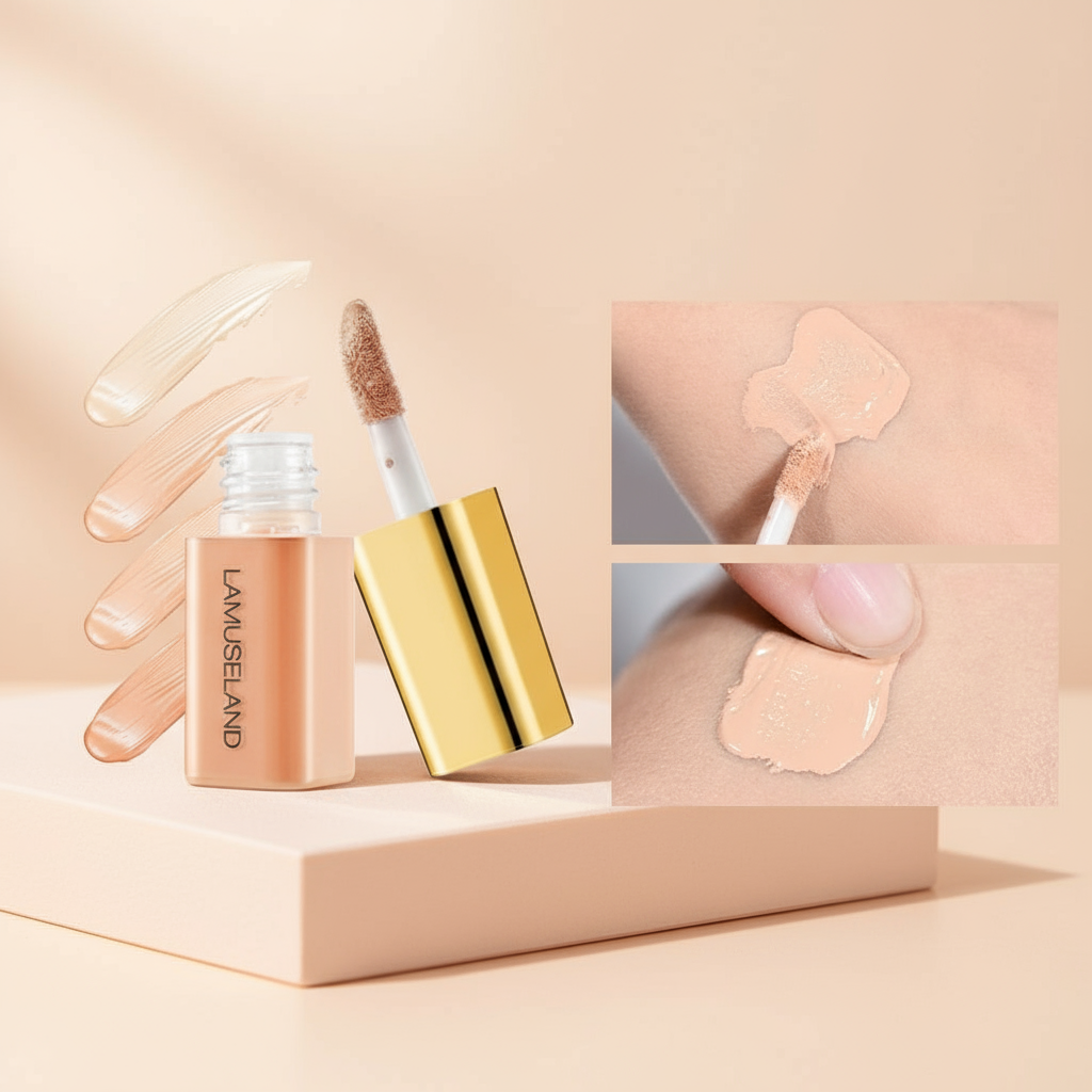 ZSEEY Mini Corretivo Líquido 4 Cores Cobertura Total para Olheiras, Acne, Manchas, Imperfeições, Maquiagem Facial à