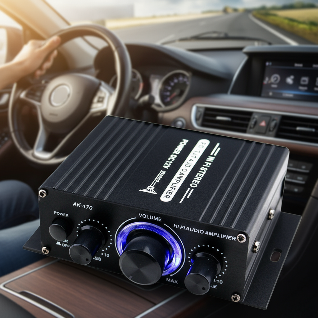 1 Peça Amplificador Mini Universal AK170 12V para Carro Moto Computador MP3 Caixa de Som de Mesa Casa