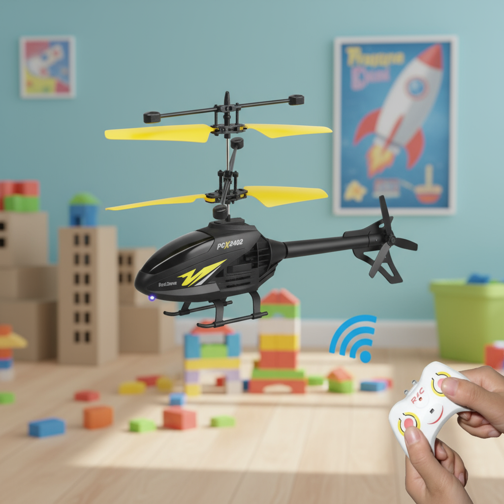 Pequeno avião movido por controle remoto, helicóptero sensorizado, presente perfeito para crianças durante as férias,