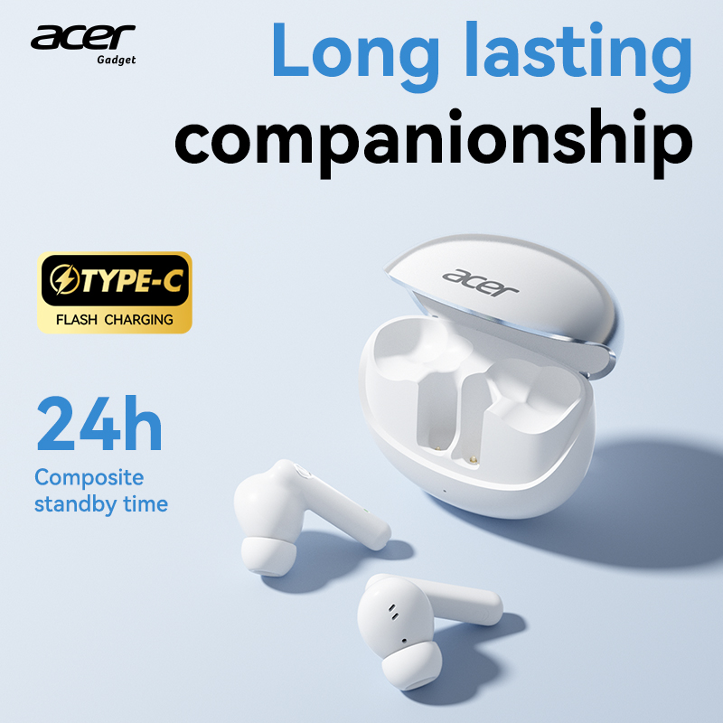 Fone de ouvido Bluetooth Acer OHR546, mini intra-auricular TWS sem fio, com microfone circular, Bluetooth 5.4,