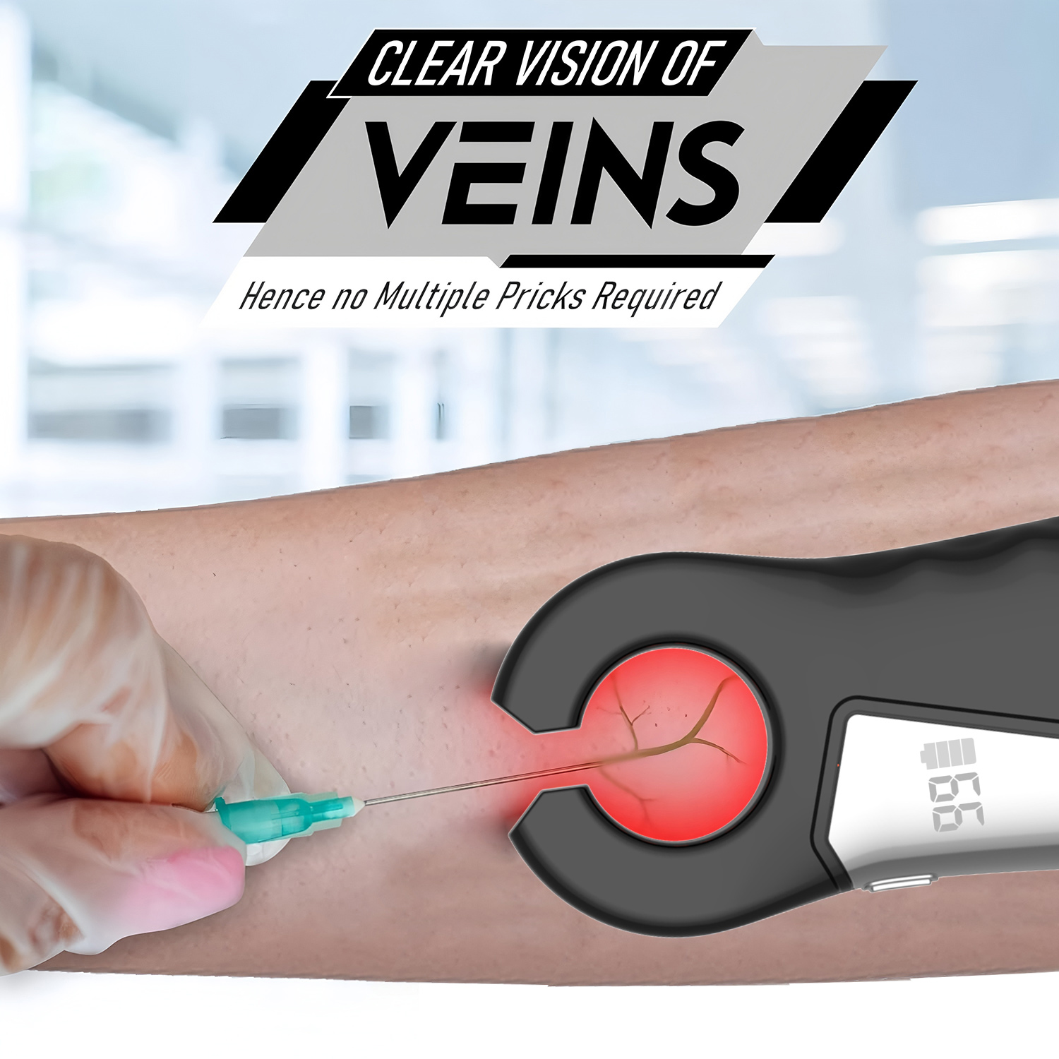 Localizador de Veias LED Portátil - Visor de Veias de Luz Vermelha para Acesso IV - Lanterna para Flebotomia -
