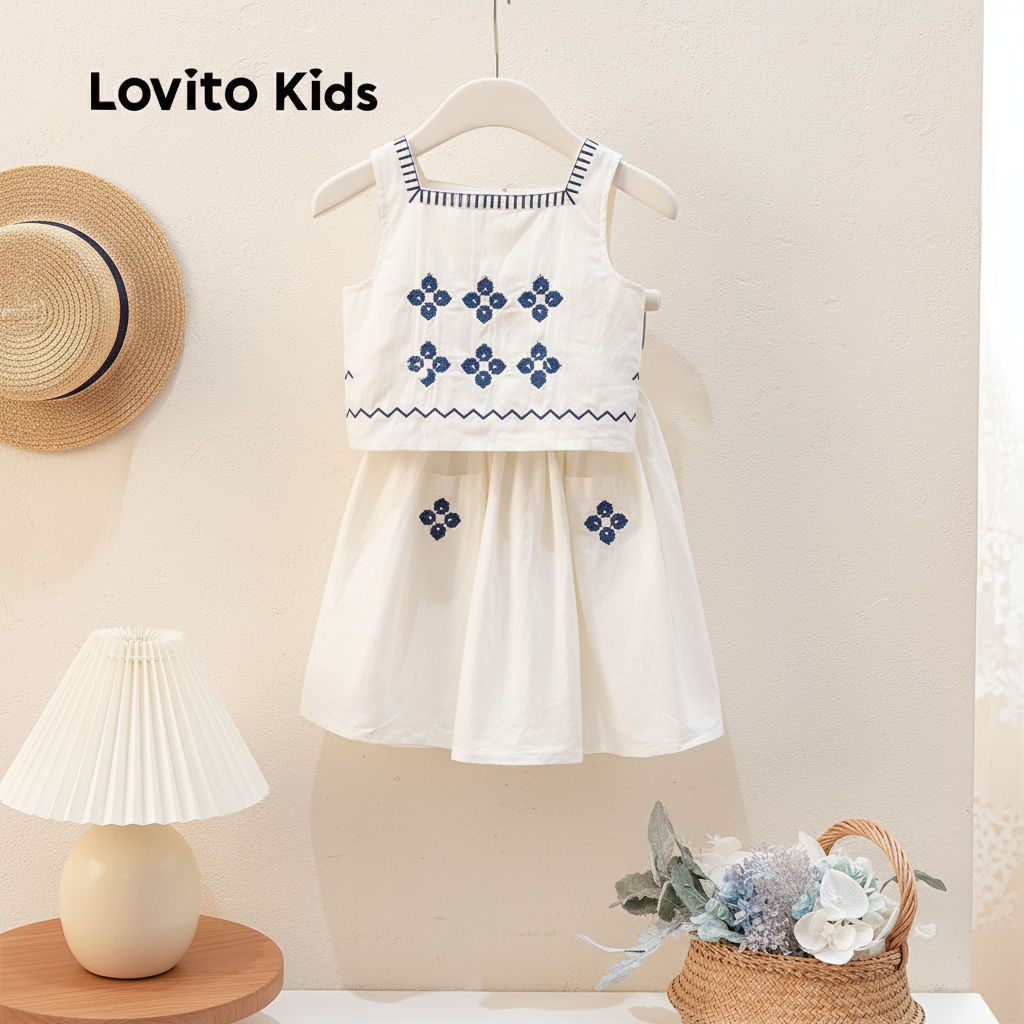 (Fashion-5) Terno de saia superior com colete bordado-KSNS115BK052 em Oferta na Shopee