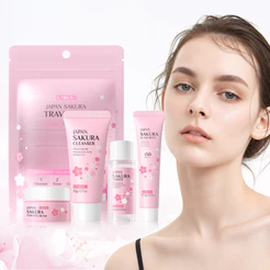 Conjunto de Cuidados com a Pele LAIKOU Japão Sakura Viagem Conjunto de 4 Peças para Hidratação e Tonificação da Pele
