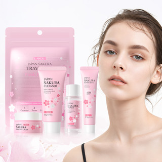  Conjunto de Cuidados com a Pele LAIKOU Japão Sakura Viagem Conjunto de 4 Peças para Hidratação e Tonificação da Pele