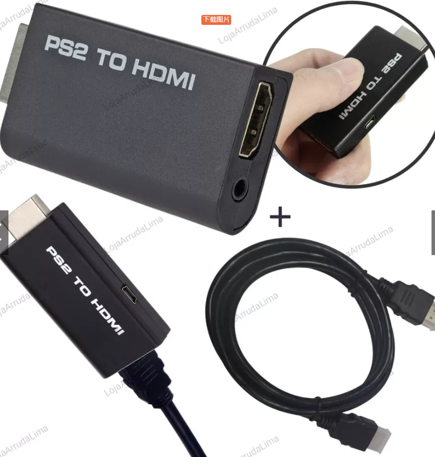 Conversor PS2 Para HDMI 1080P Cabo De Áudio De 3.5 Mm Suporta Modos De Exibição Projetor HDTV