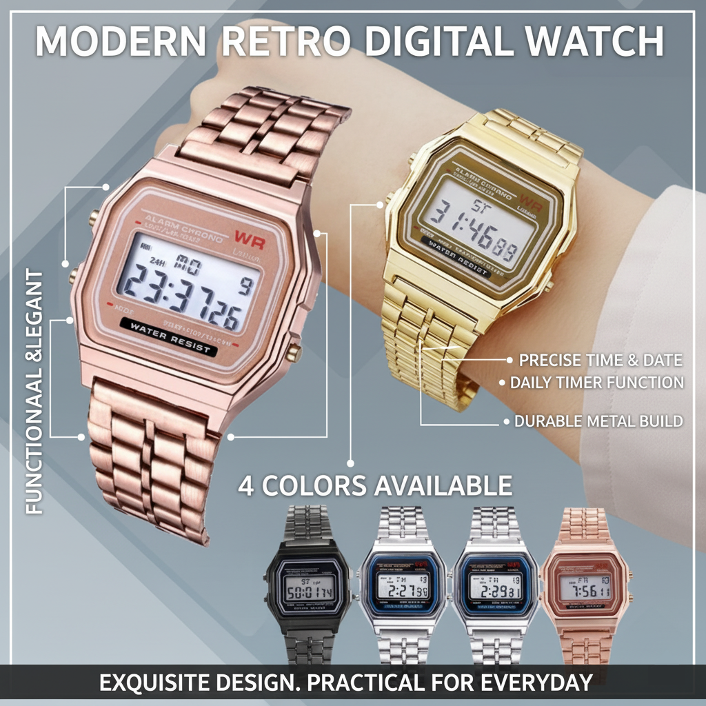 Relógio De Pulso Feminino Retrô Elegante Quadrado e Quartzo Minimalista Fashion Ouro Rosa