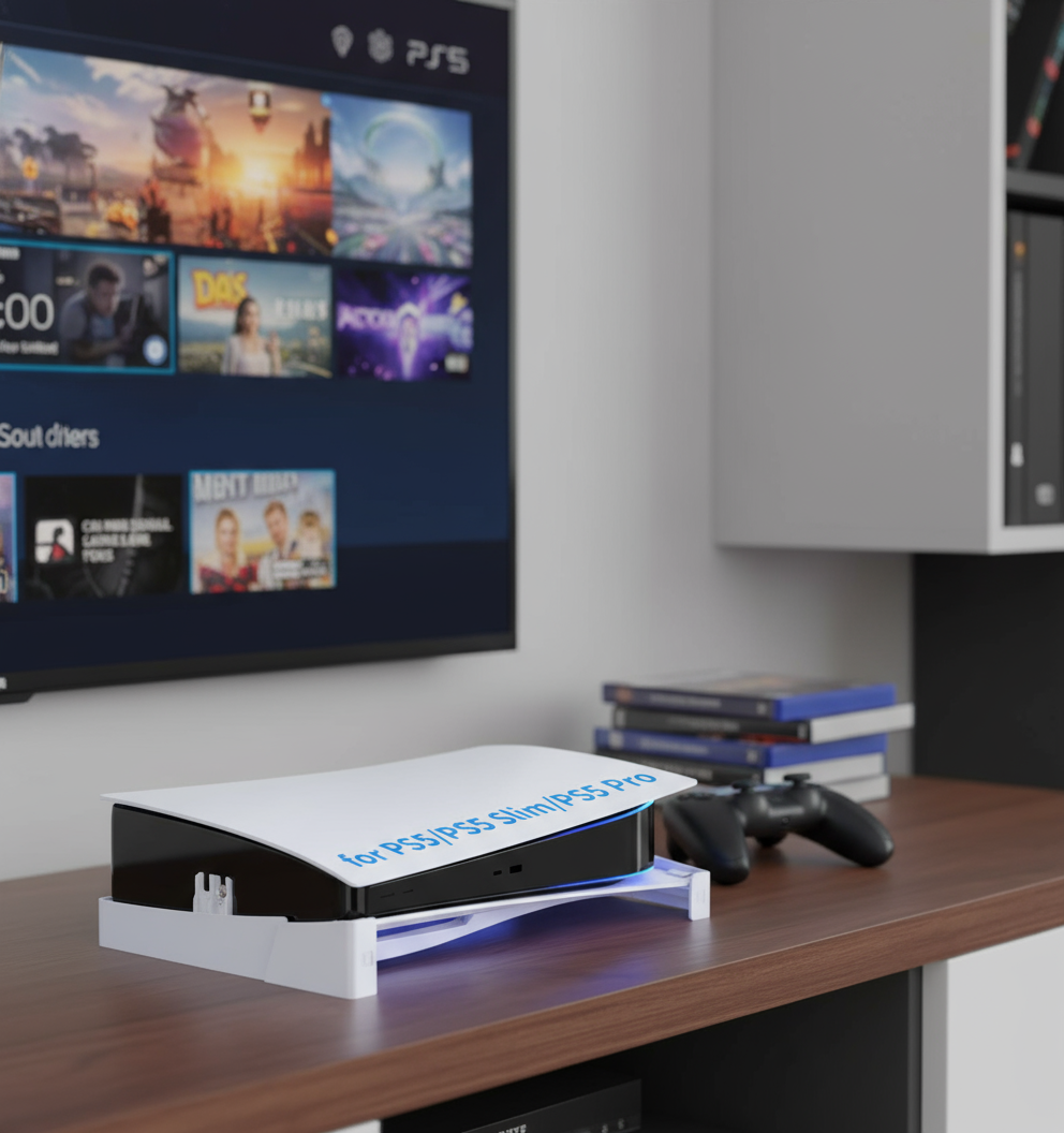 Rack Horizontal para PS5/PS5 SLIM/PS5 PRO, Base para Playstation 5 Disc & Digital Edition, Acessórios PS5 Branco