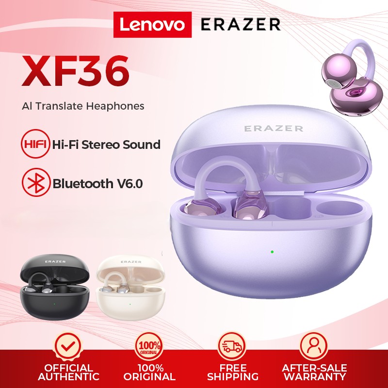 Lenovo ERAZER XF36 AI Tradutor Earbud Bluetooth 6.0 Clipe De Orelha Fone De Ouvido Indolor Esporte À Prova Dwaterproof Á