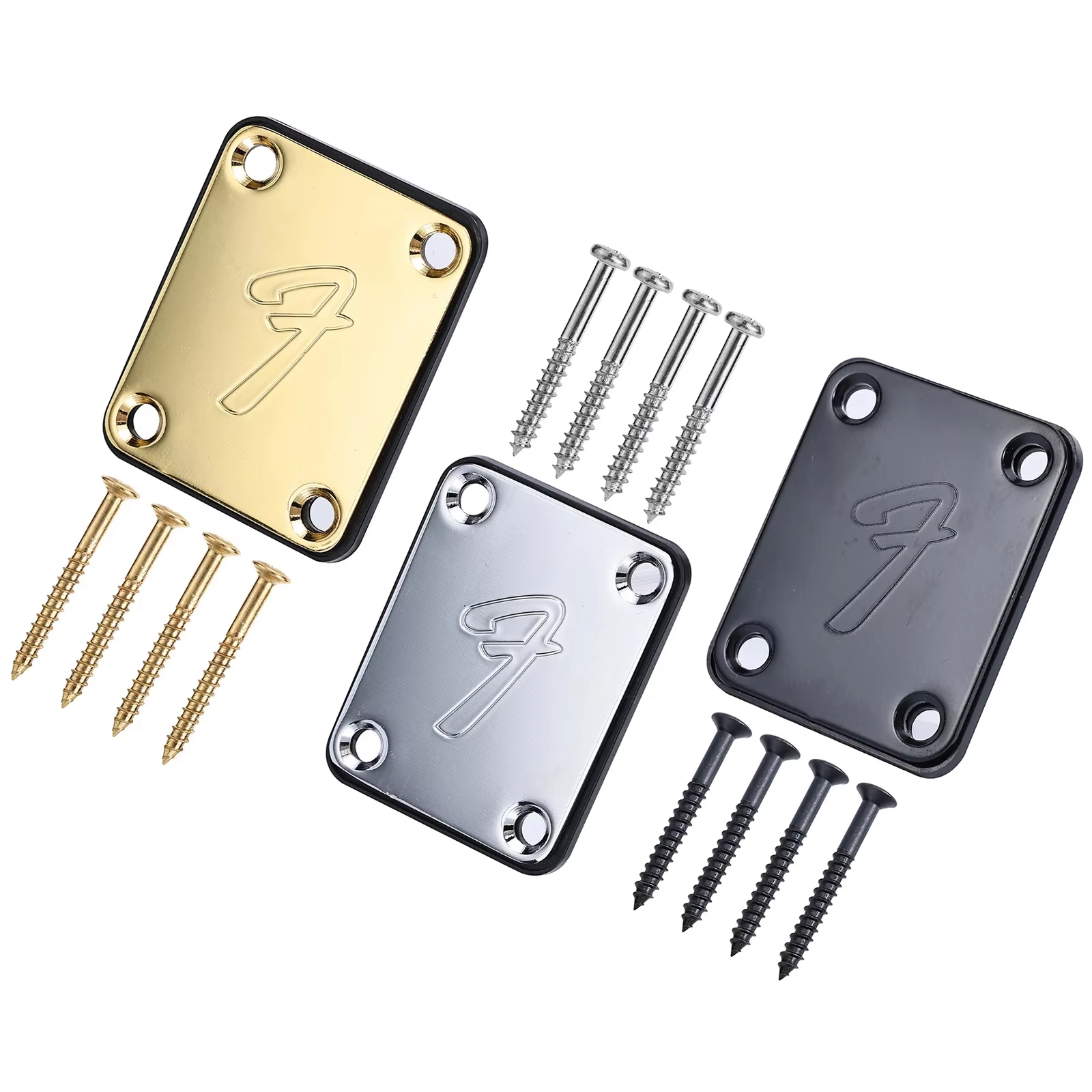  Placa de pescoço de guitarra elétrica, protetor estilo vintage com parafusos, compatível com a maioria das guitarras e