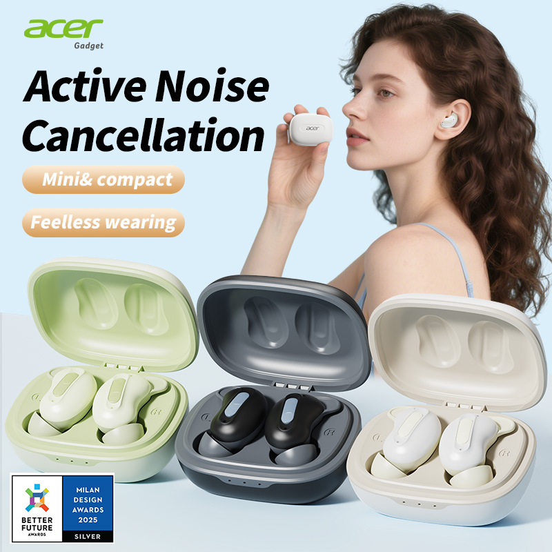 Acer OHR562 Fones De Ouvido Sem Fio Bluetooth Earpod Deslocamento Diário Luz Indicadora Branca Plástico Leve