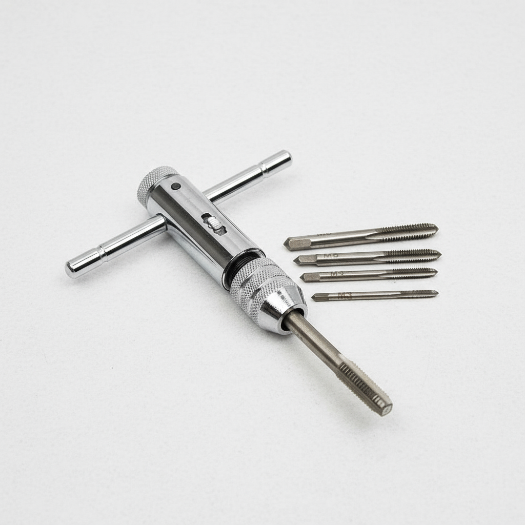 Chave de Catraca Ajustável para Tarraxa, Plugue de Rosca Métrica M3 M4 M5 M6 M8, Ferramenta Manual em Formato T