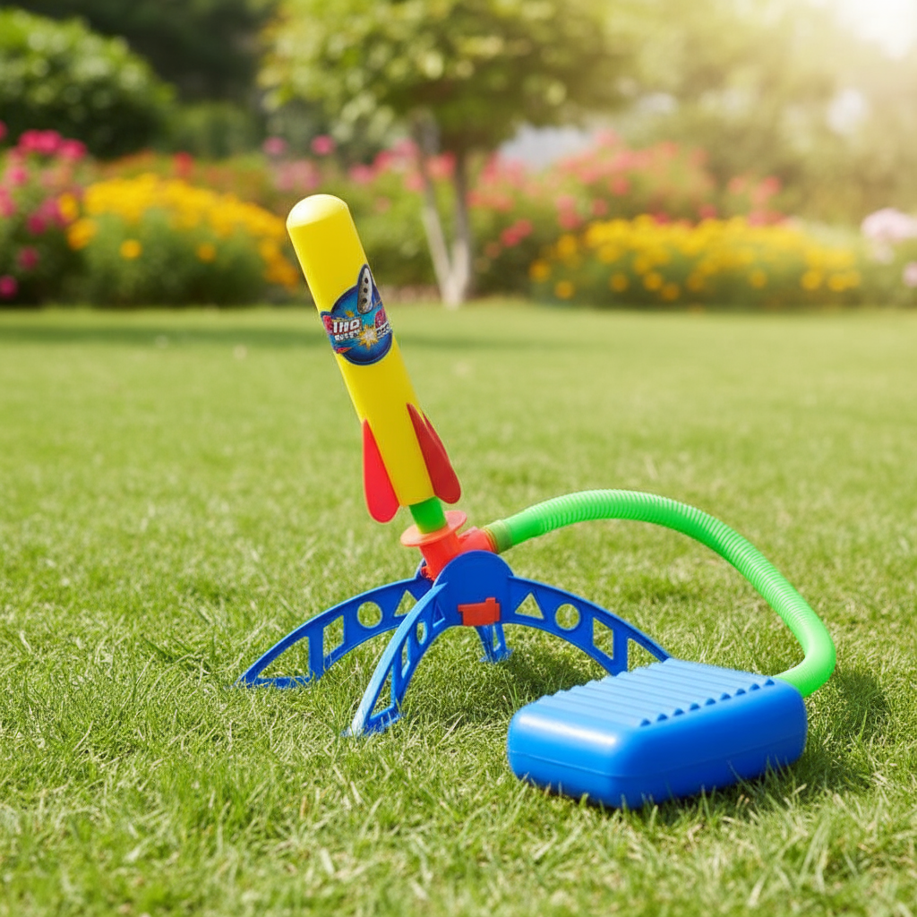  Lançador de Foguetes Infantil com Regulagem de Pé - Brinquedo Divertido para Celebrações ao Ar Livre