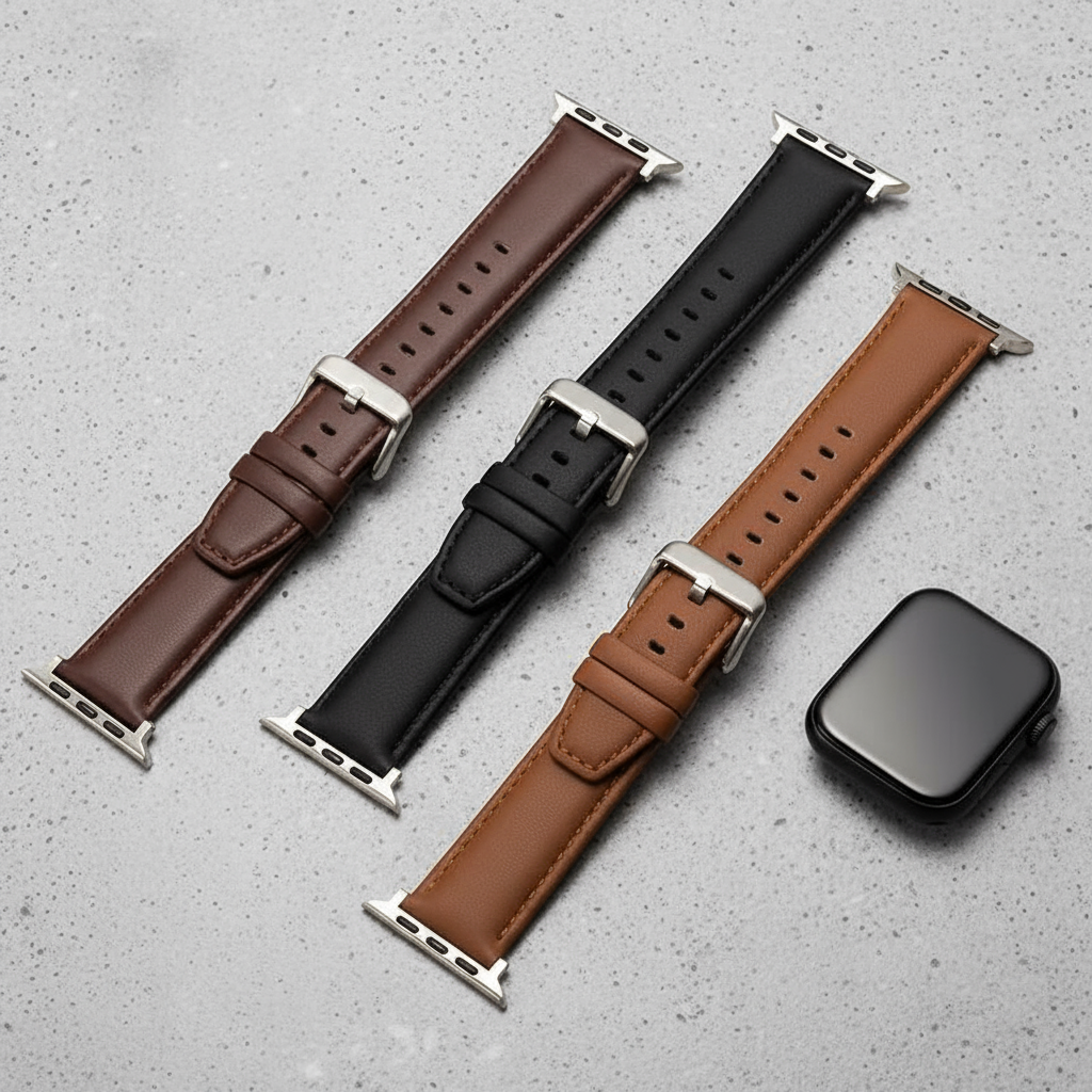  Pulseira de Couro para Apple Watch: Compatível com 49mm, 45mm, 44mm, 42mm, 41mm, 40mm, 38mm - Unissex