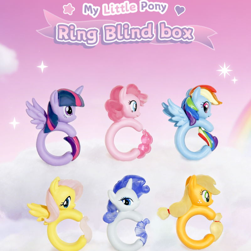 My Little Pony Acessório Anel Caixa Cega Estilo Aleatório Pinkie Pie Fluttershy Twilight Sparkle Design 3D Festa Present