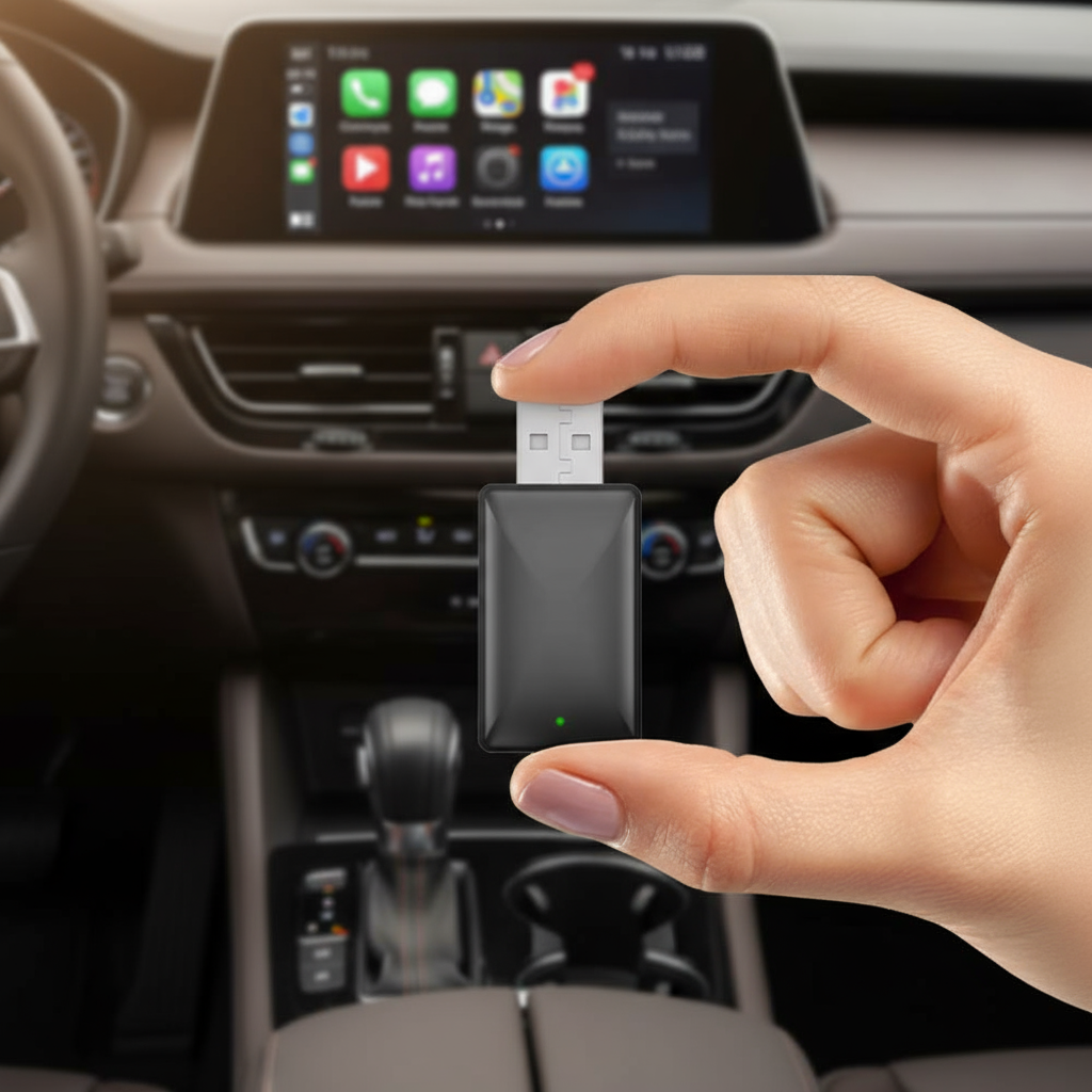 2025 2-em-1 Upgrade: Mini Adaptador Sem Fio CarPlay & Android Auto para Veículos, Mude do Com Fio para o Sem Fio