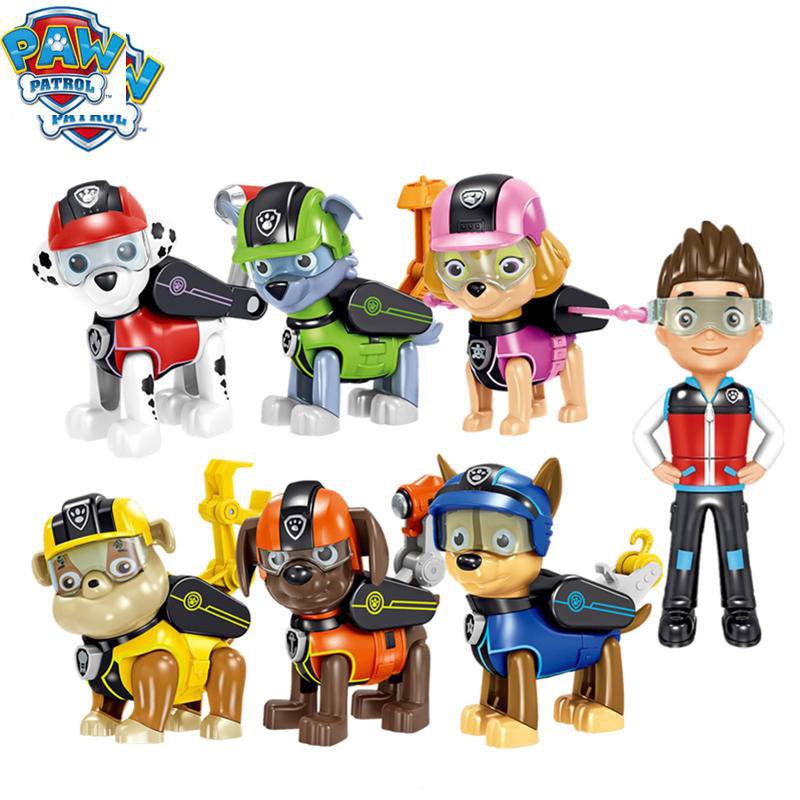  7 peças/8 peças Paw Patrol Ryder Skye Deformação Boneca Figura Brinquedo Modelo Presente de Aniversário para Crianças
