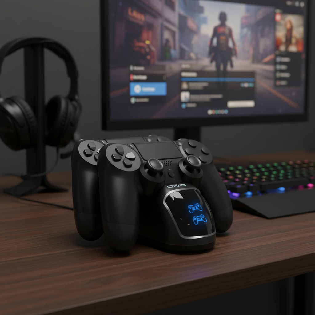Estação de Carregamento com Suporte para Controle e Chip Atualizado para PS4 Pro, PS4 Slim, Acessórios PS4
