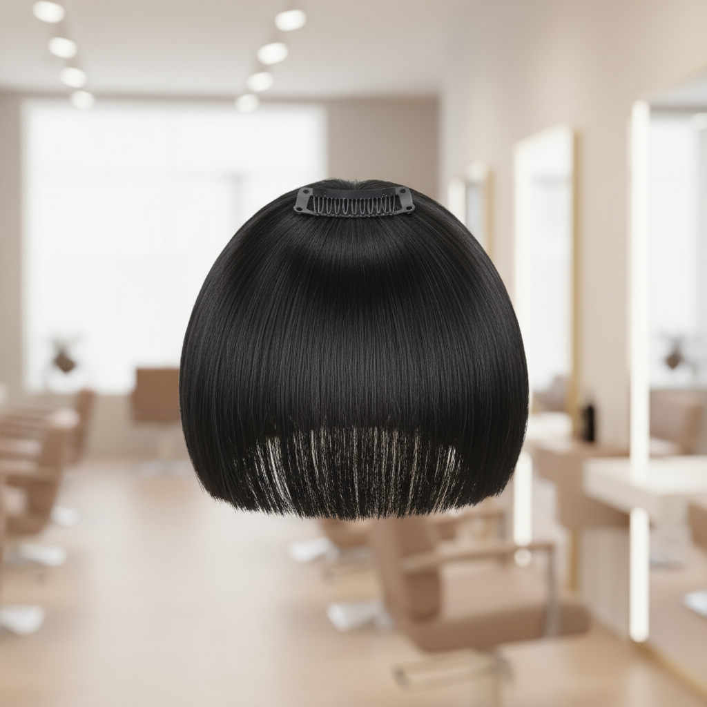 Extensão de cabelo invisível com franja - Sem costura, franja natural para mulheres, doce clip-on para meninas.