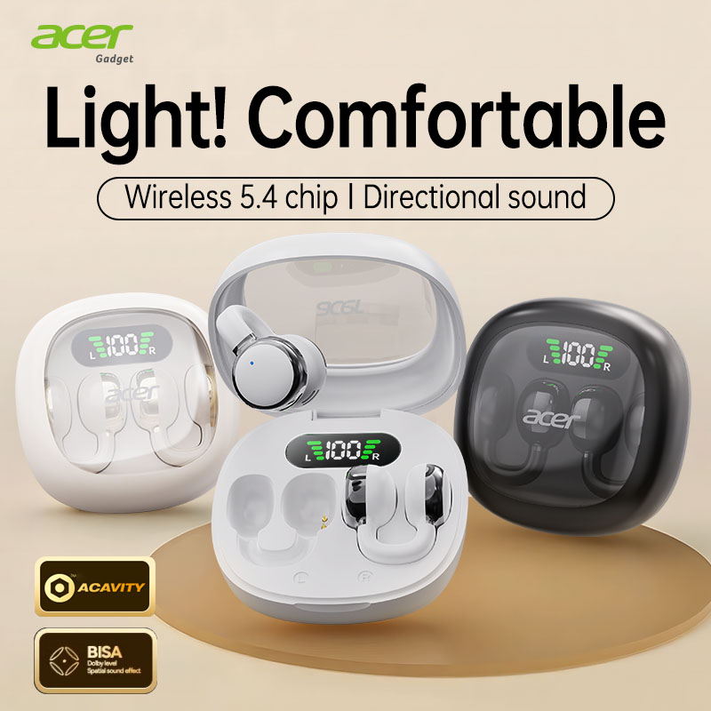 Fone de ouvido Acer OHR537 Bluetooth sem fio, clip-on, corpo leve em plástico, sinal estável Bluetooth 5.4, qualidade de