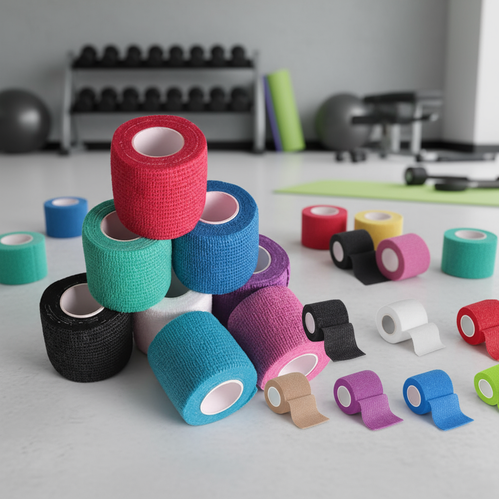 Bandagem adesiva protetora para suporte muscular esportivo em dedos, adequada para fitness e basquete.