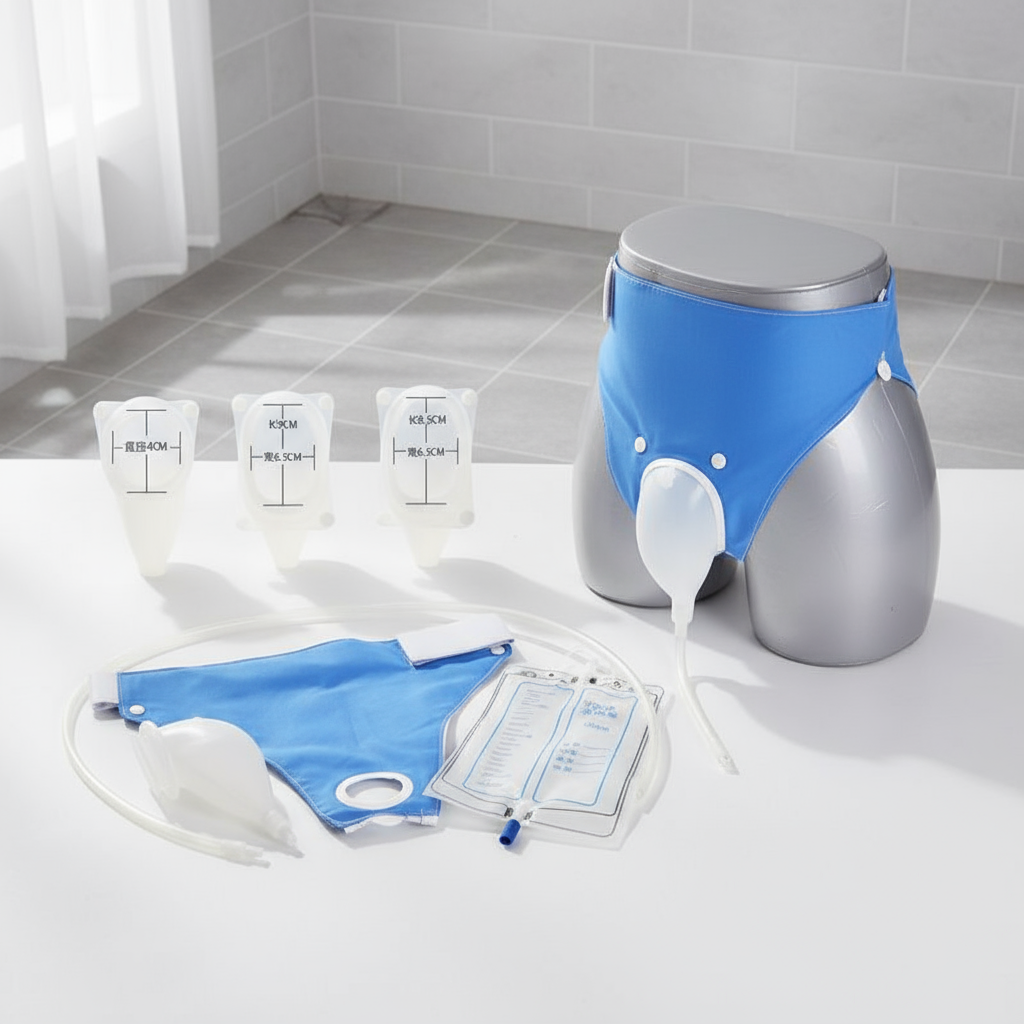 Fralda com bolsa de drenagem hermética, solução confortável para cuidados de pessoas acamadas, higiene e conforto.