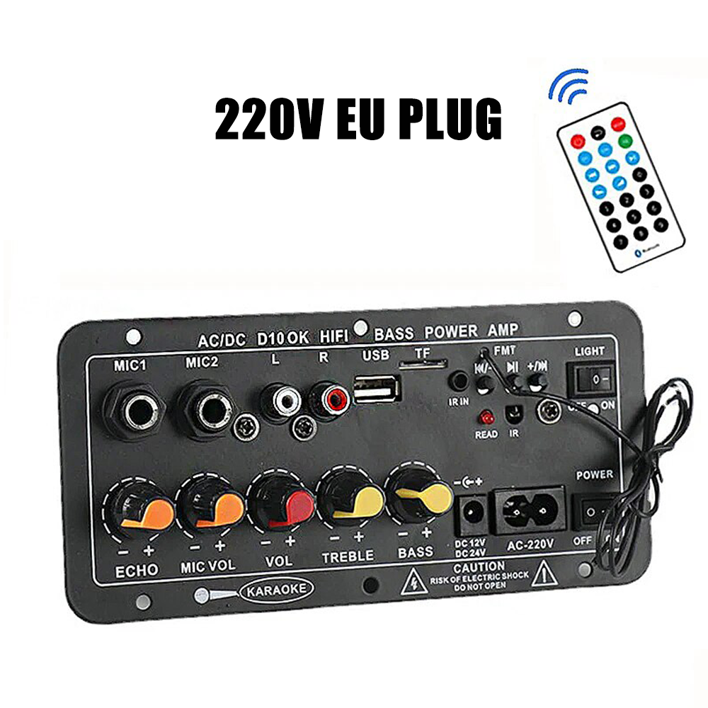 Placa Amplificadora Bluetooth Karaoke com Duplo Microfone Subwoofer Recarregável para Home Theater