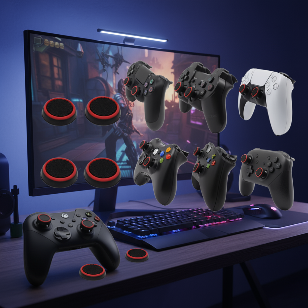 4 peças de grips de thumbstick caveira para Xbox One/PS5/PS3/PS4/Switch Pro Controller, capa de silicone analógica