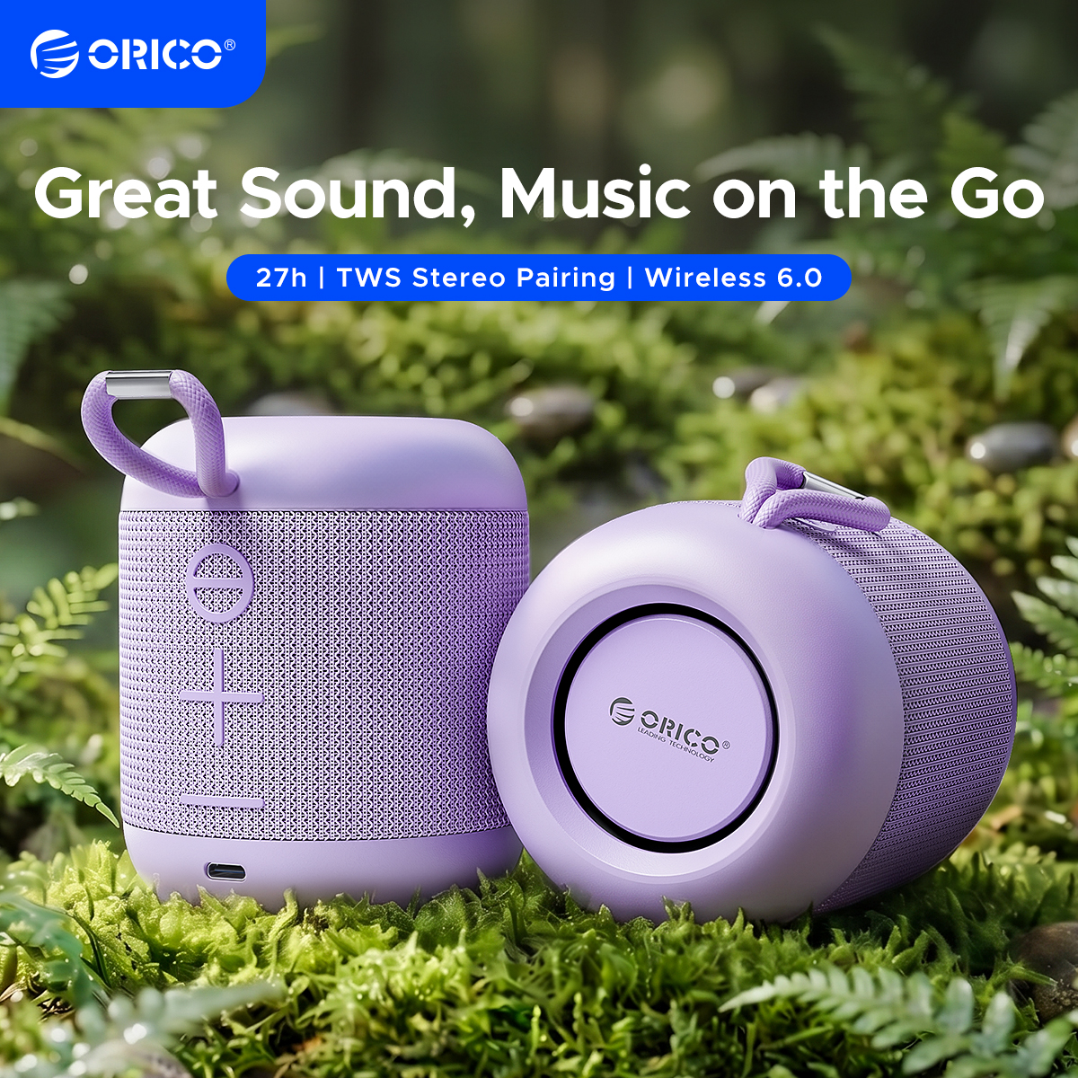 Caixa de Som Bluetooth Portátil ORICO 5W 360° de Som Envolvente TWS Estéreo IPX5 À Prova d'Água Mini Caixa de Som Sem