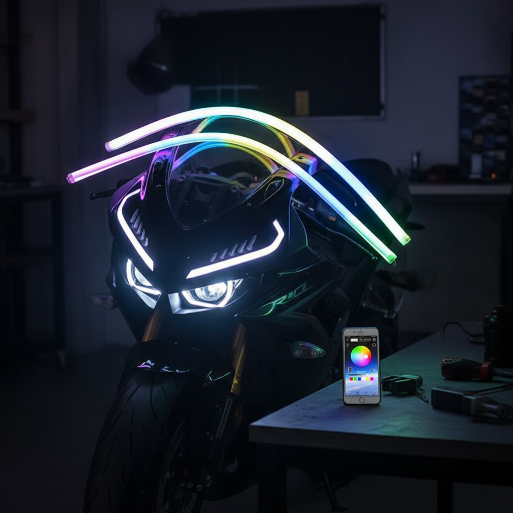 Faixa de Luz LED de 2 Modos para Olho de Gato DRL e Seta 12V para Motocicleta/Scooter