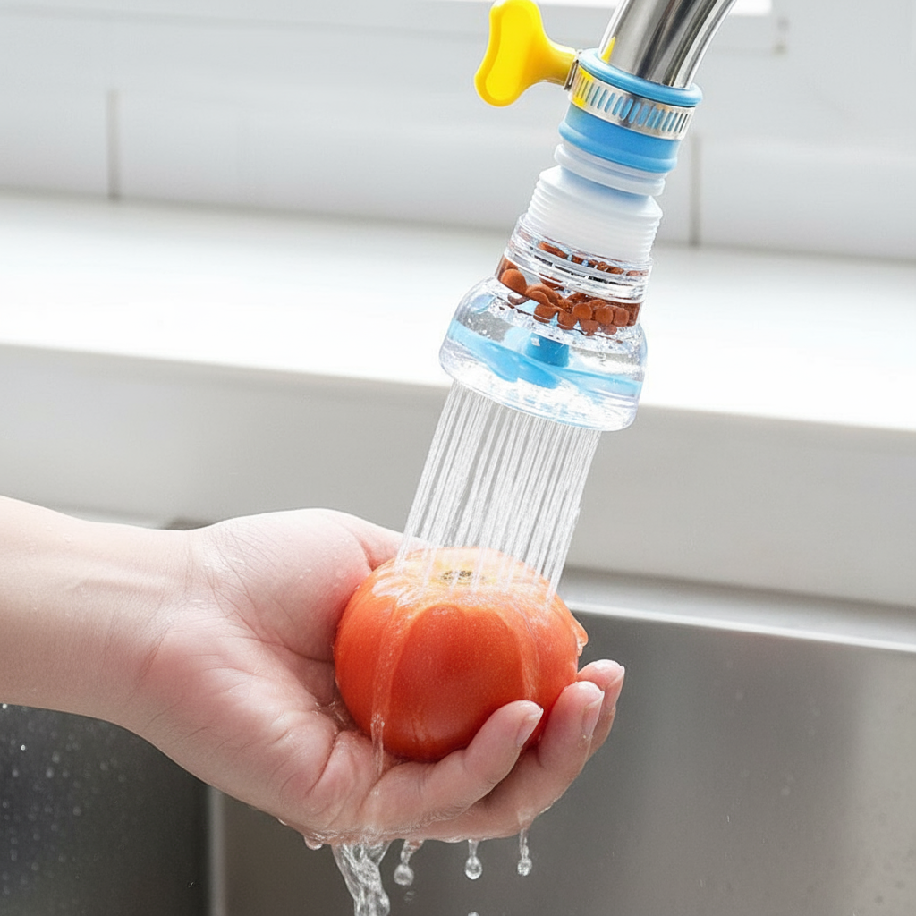 Válvula de Controle Splash – Pulverizador de Chuveiro Economizador de Água com Fivela e Filtro de Bico Giratório 360°