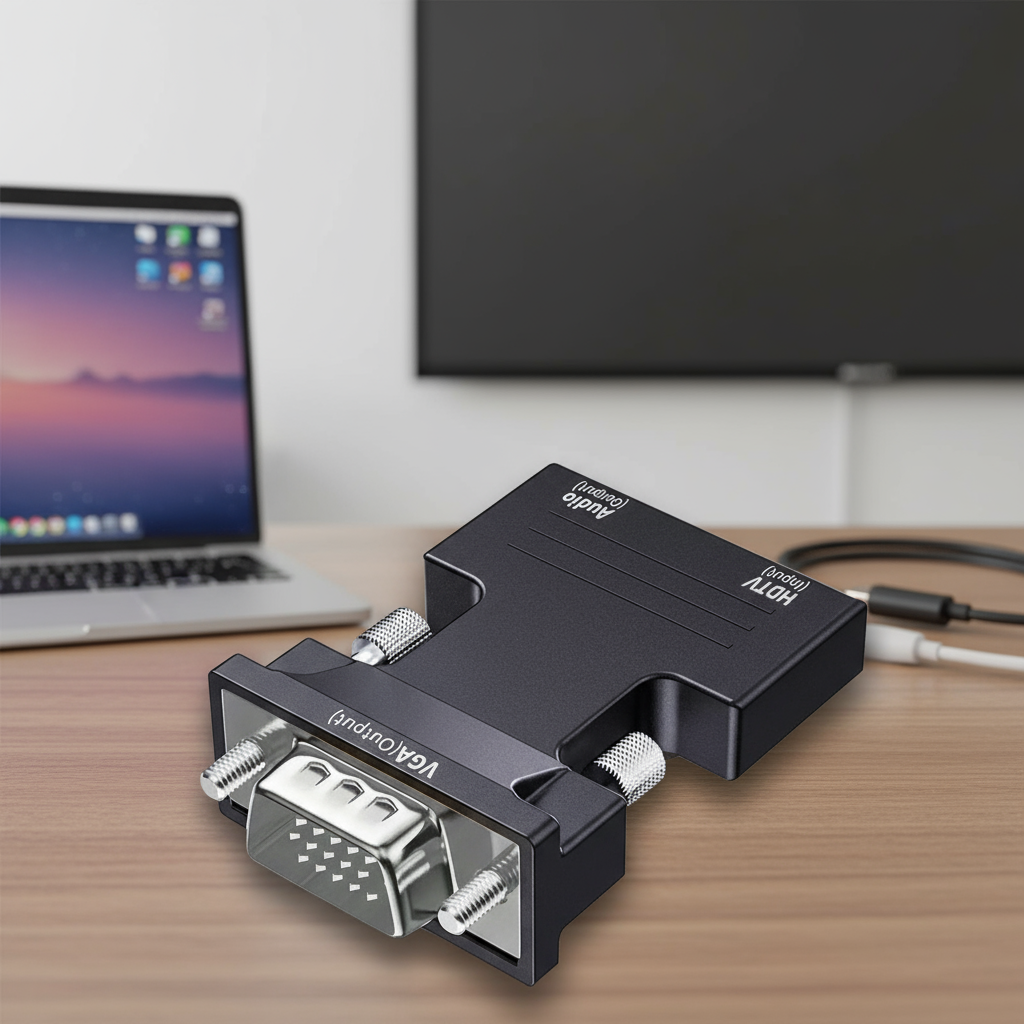 Adaptador HDMI para VGA 1080P com Saída de Áudio 3.5mm para PC Desktop para HDTV Projetor Vídeo