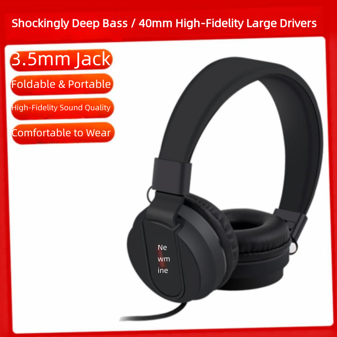 Fones de ouvido Newman T12, fone de ouvido com fio, fone para jogos, com cancelamento de ruído, headset, de