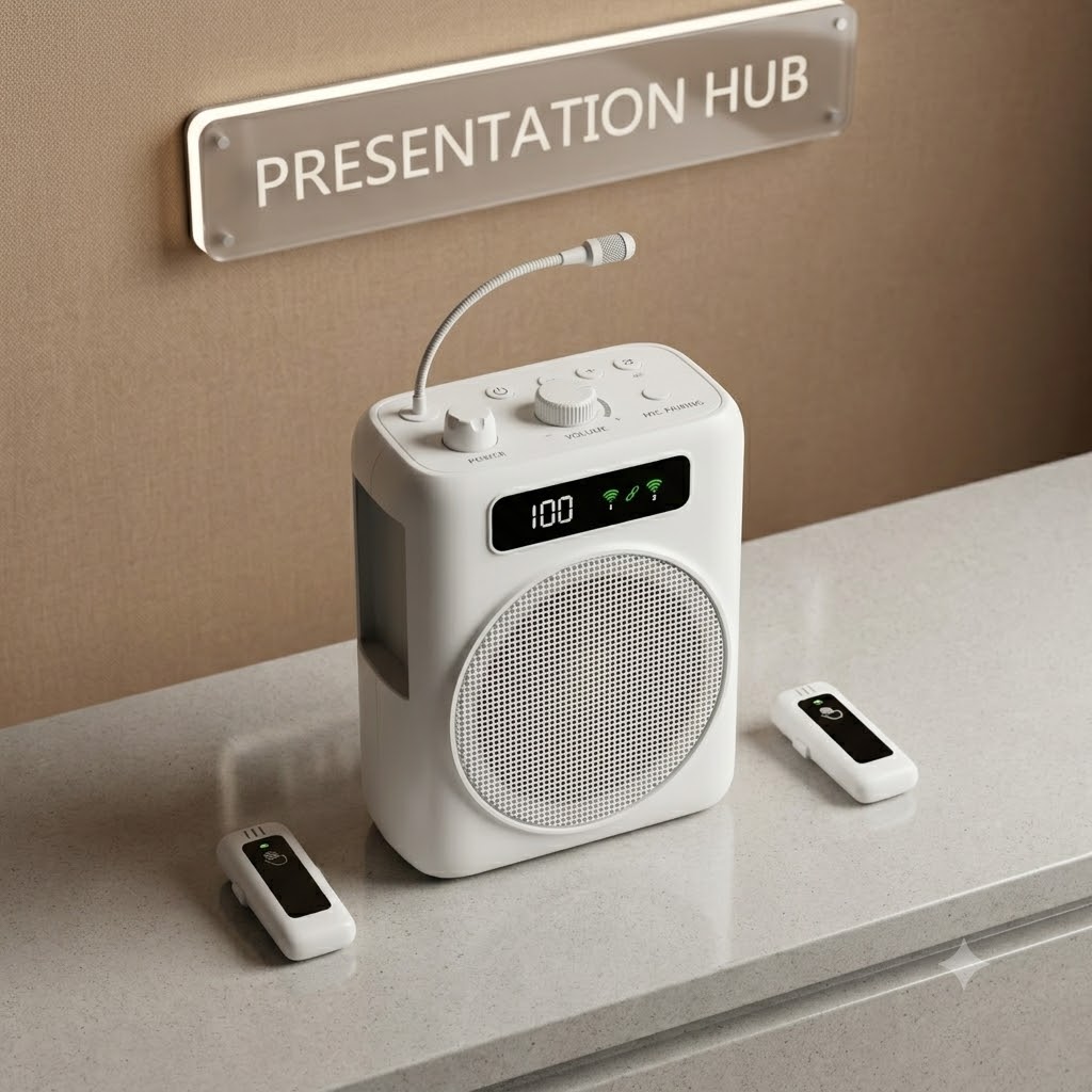 Mini Amplificador Bluetooth com Microfone de Lapela Sem Fio – Sistema Portátil PA Tudo-em-Um para Professores, Guias de