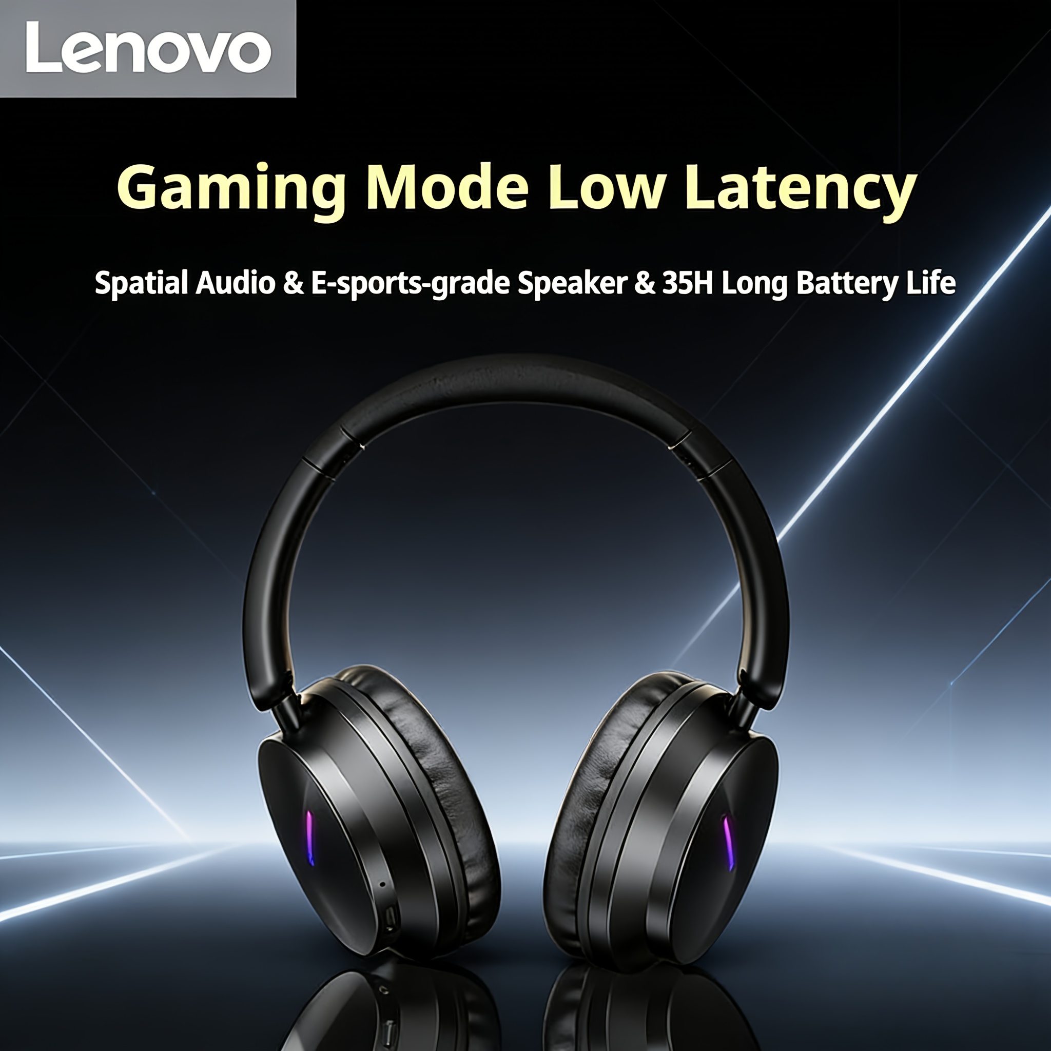 Lenovo EH140 Fones De Ouvido Intra-Auriculares Driver De 40 Mm Modo De Jogos De Graves Profundos Baixa Latência Bluetoot