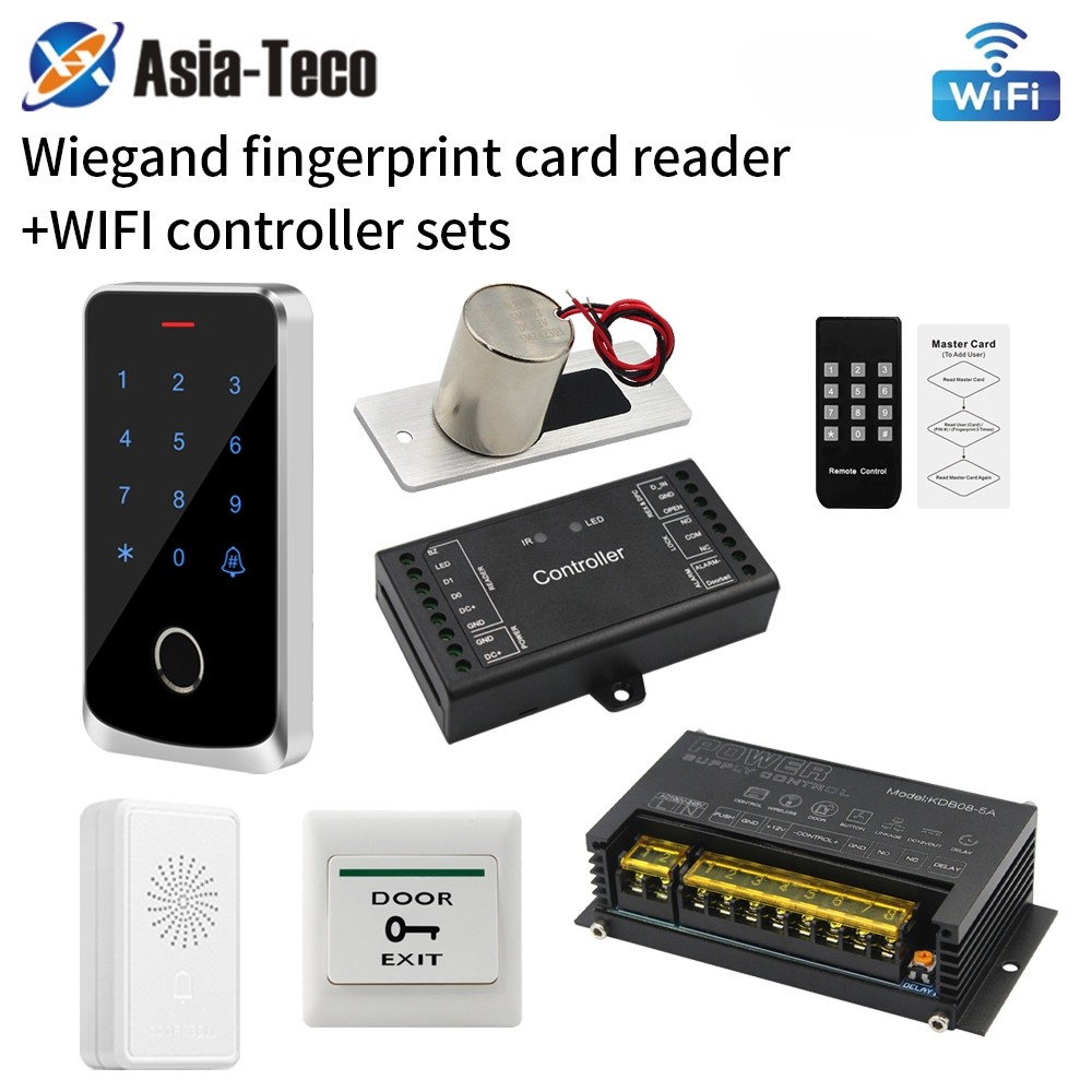 Kit de Controle de Acesso com Controlador Wiegand e Leitor de Impressão Digital, Suporte para Aplicativo WiFi, Leitor de