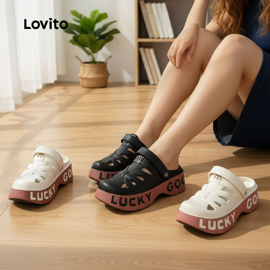 Lovito Sandálias Femininas Coloridas com Solado Grosso Antiderrapante LFA76356 em Oferta na Shopee