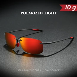 Óculos De Sol Polarizados Sem Moldura Ultra Leves 10g TR90 , Flexível , Confortável , Formato Quadrado Para Dirigir , Pe