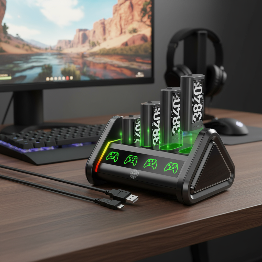 OIVO Pacote com 4 Baterias Recarregáveis para Xbox Series X/S, One X/S, Controle Elite com Dock