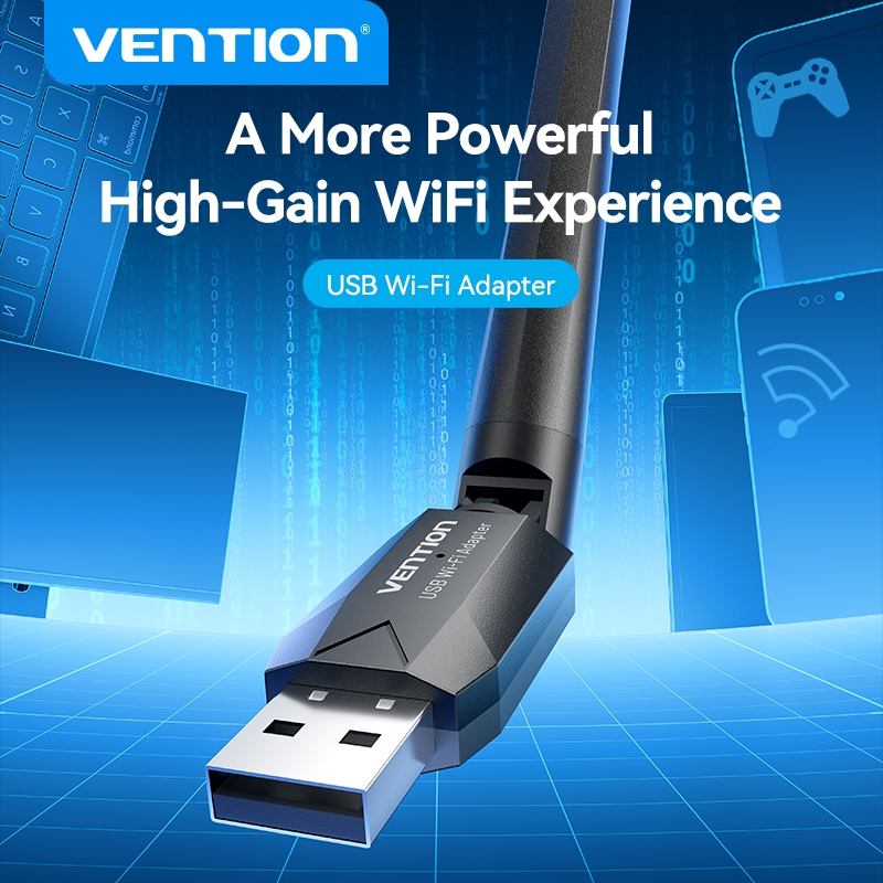 Vention Adaptador USB WiFi 650 Mbps Cartão de Rede Sem Fio Receptor de Sinal de Alta Ganho para Computador Desktop PC