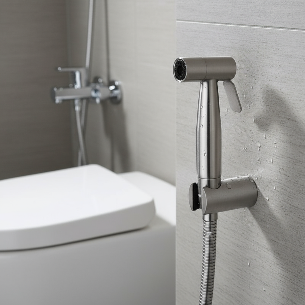 Pulverizador portátil de bidê, conjunto de chuveiro de vaso sanitário em aço inoxidável 304, torneira de ducha, níquel