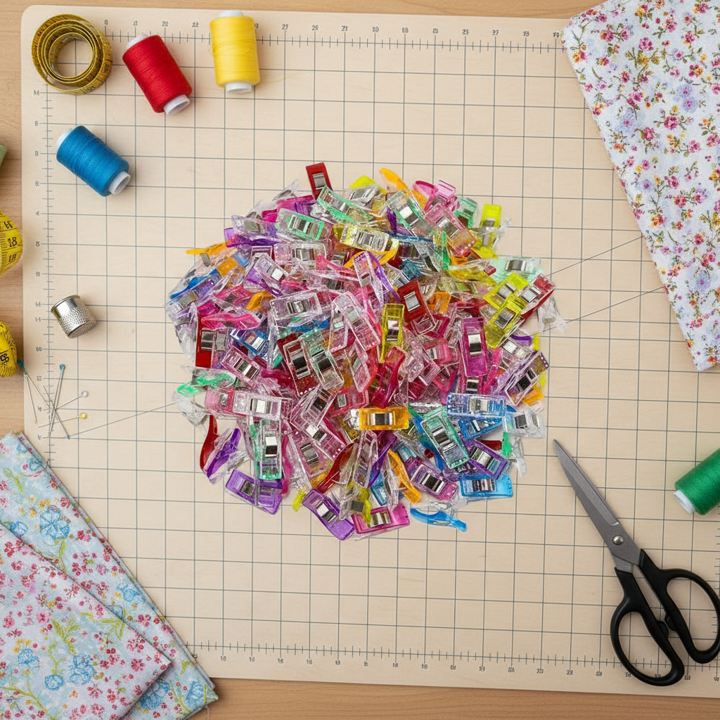 Conjunto de 50 Grampos de Plástico para Eixo - Fivelas Flexíveis para Patchwork e Materiais de Costura e Artesanato